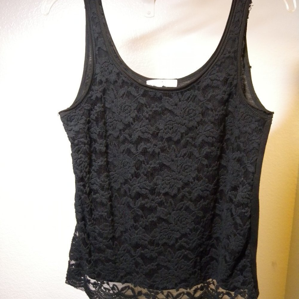 Love Fire Black Lace Tank Top Sz S